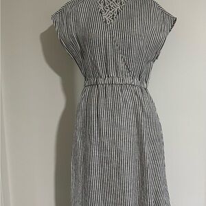 Grae Cove Linen Striped Black and White Dress